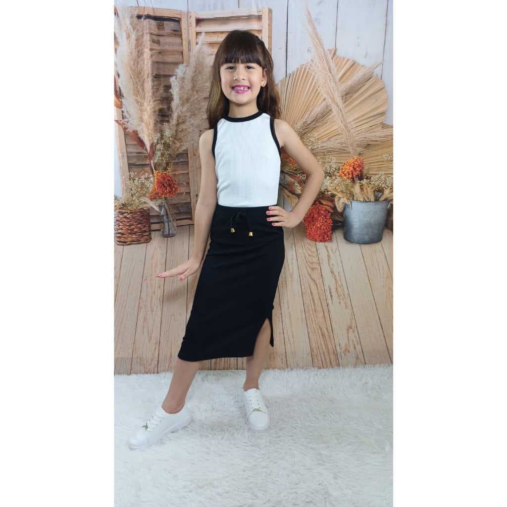 Conjunto Saia juvenil E infantil de varias cores tendecia