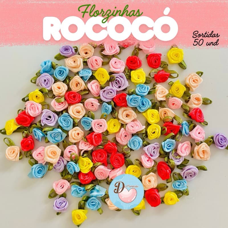 Flor Rococó - 50 Unidades Sortidas | Ideal para Laços, Decoração, Artesanato e Customização