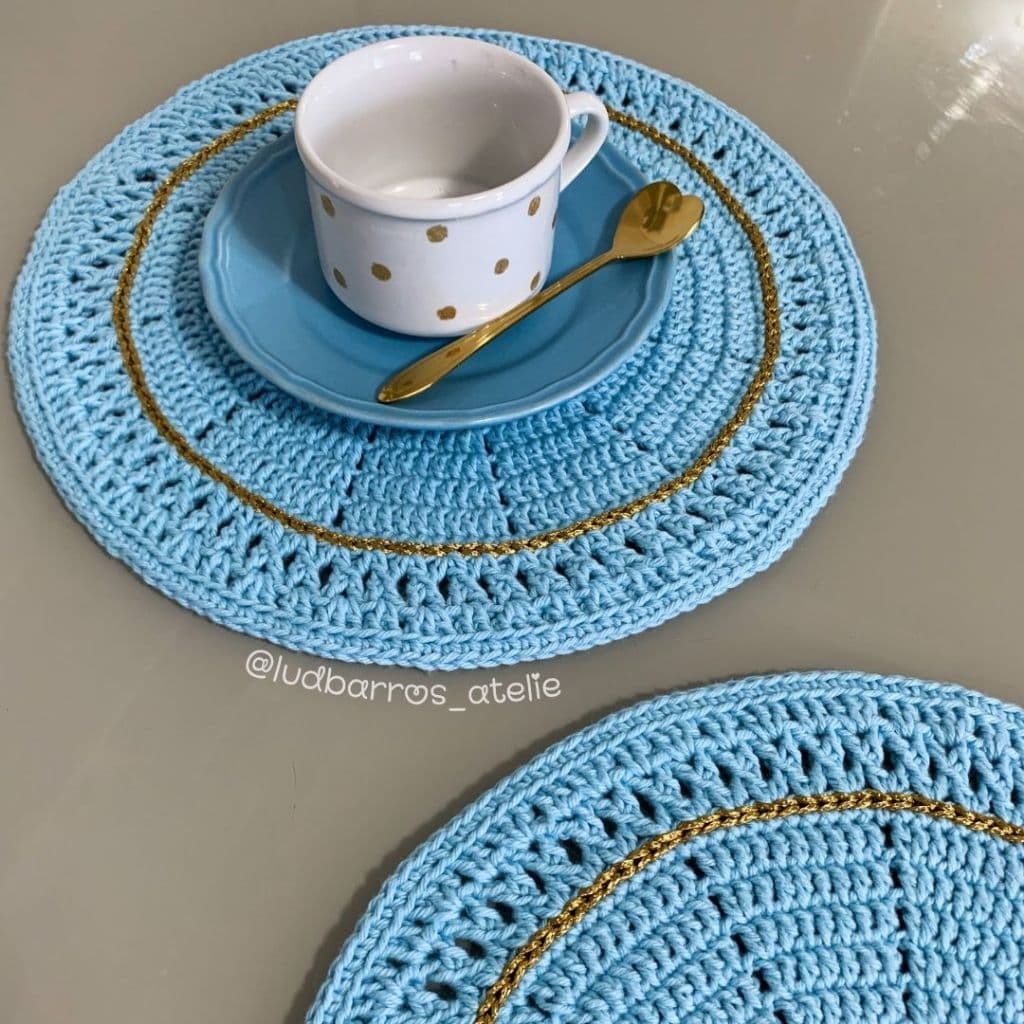 Jogo com 2 peças de sousplat 30cm para café Americano Azul para café chá ou lanche