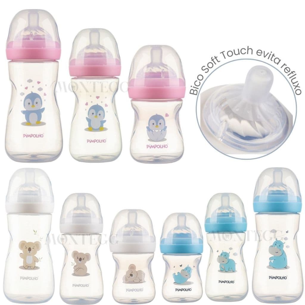 Mamadeira Bebê Bico Ultrasoft Anticolica Serena Pimpolho Antirefluxo Bico Petala Soft Touch