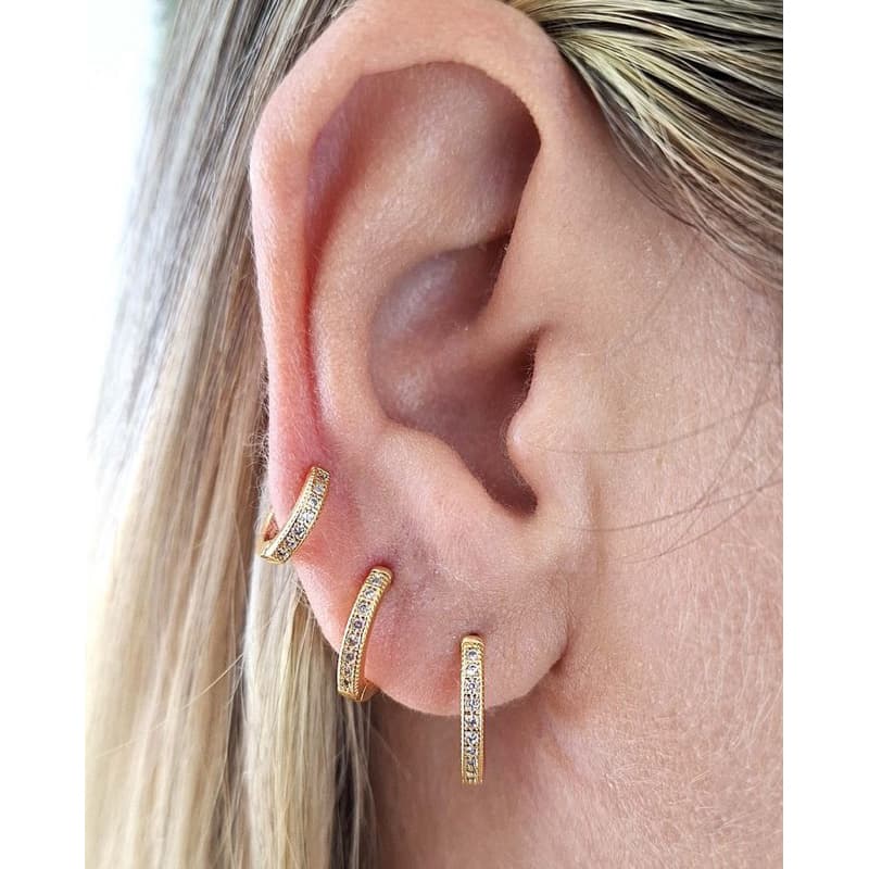 Trio Feminino Argolas Cravejadas