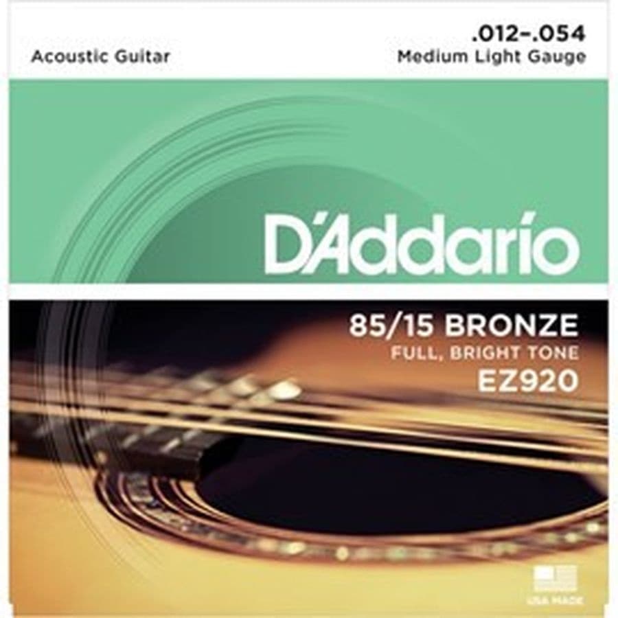 Encordoamento Daddario Para Violão Aço Tensão Média 012 Bronze 85/15 EZ920