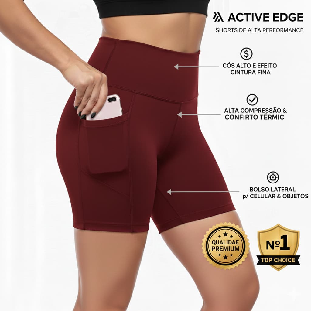 SHORT  Feminina Fitness com Bolso Prático para Academia
