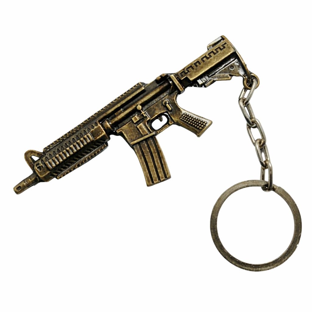 Chaveiro Porta Chaves Metralhadora Fuzil M4 Em Metal Dourado