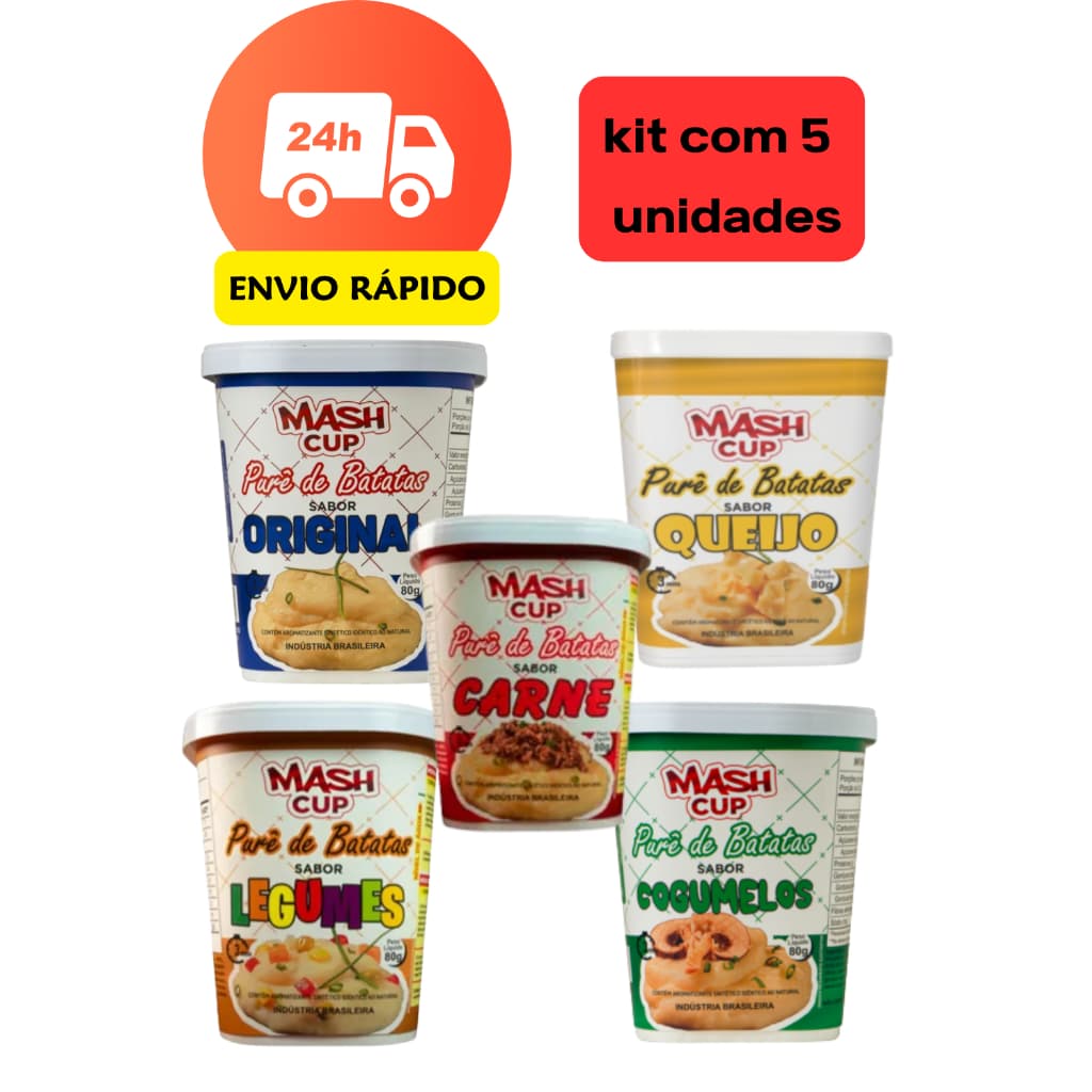 kit Instantâneo Mash Cup Original 80g  Caixa com 5 Unidades Praticidade sem gluten Caseiro