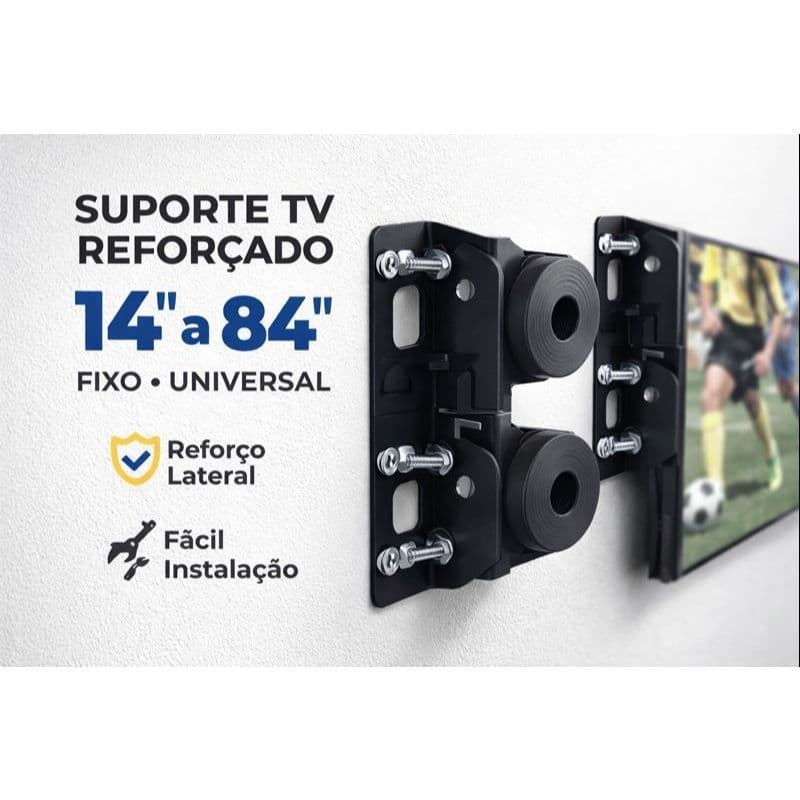 Suporte TV Prime Parede Universal 24–80 Polegadas | Fixo, Reforçado | Suporta Até 80Kg | VESA Compatível