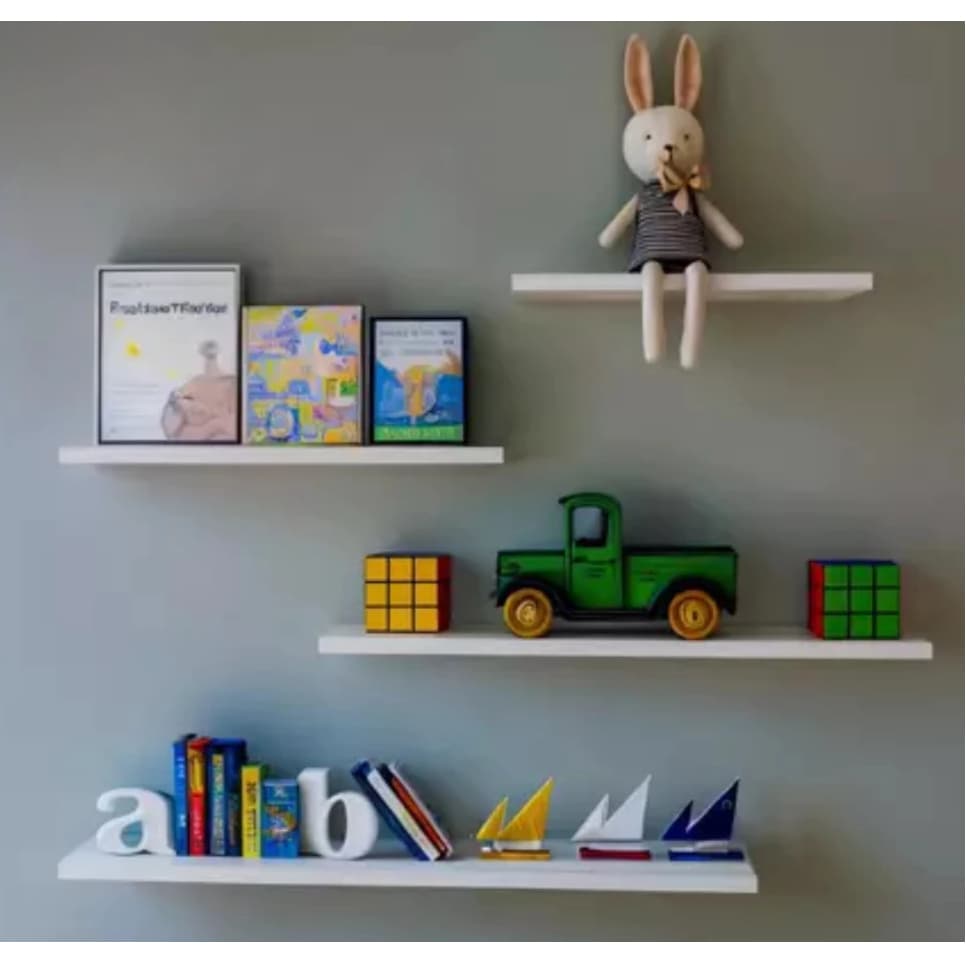 Kit 4 Prateleiras Para Parede Sala Cozinha Suporte De MDF Tamanhos Diferentes
