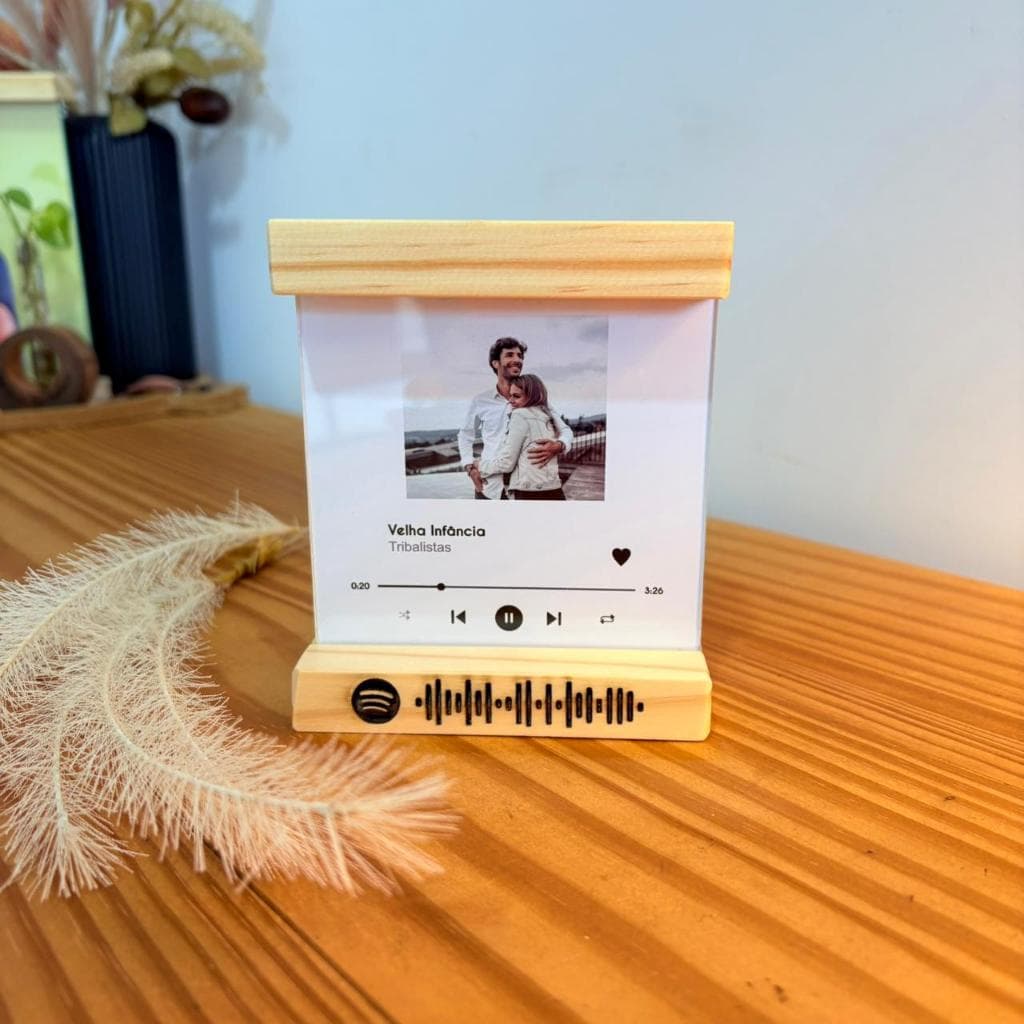 Quadro Porta-Retrato Personalizado com Código do Spotify | Foto Impressa + Música