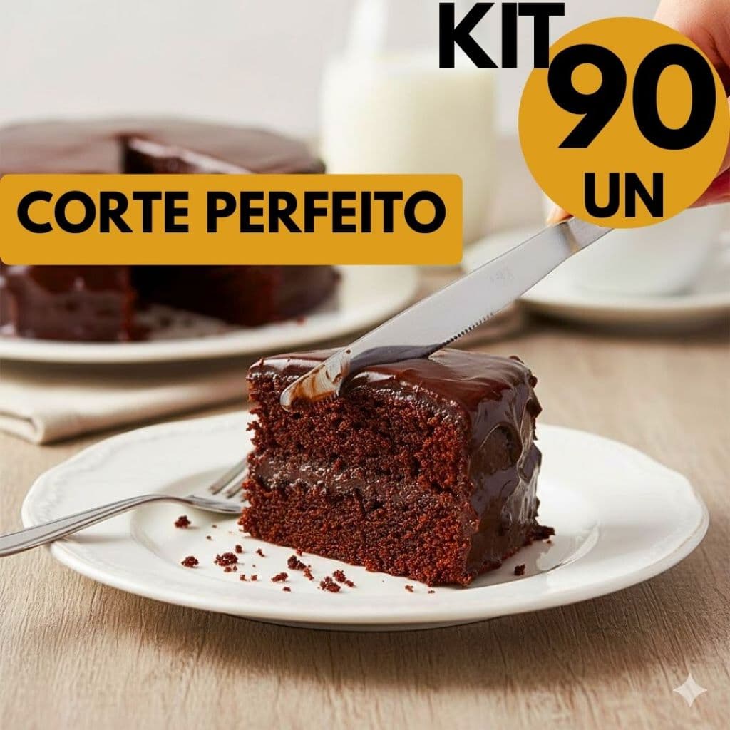 Kit 90 Facas Sobremesa Inox Padrão Profissional Corte Fácil Ideal Para Bolos Tortas Casa Comércio