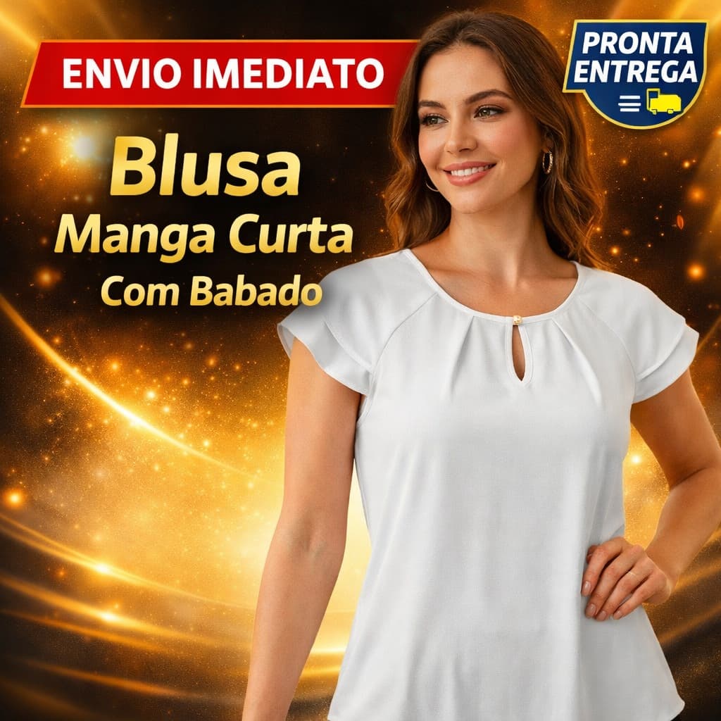 Blusa Feminina Manga Curta Regata c/ Babado Decote Gota Estilo Casual Leve