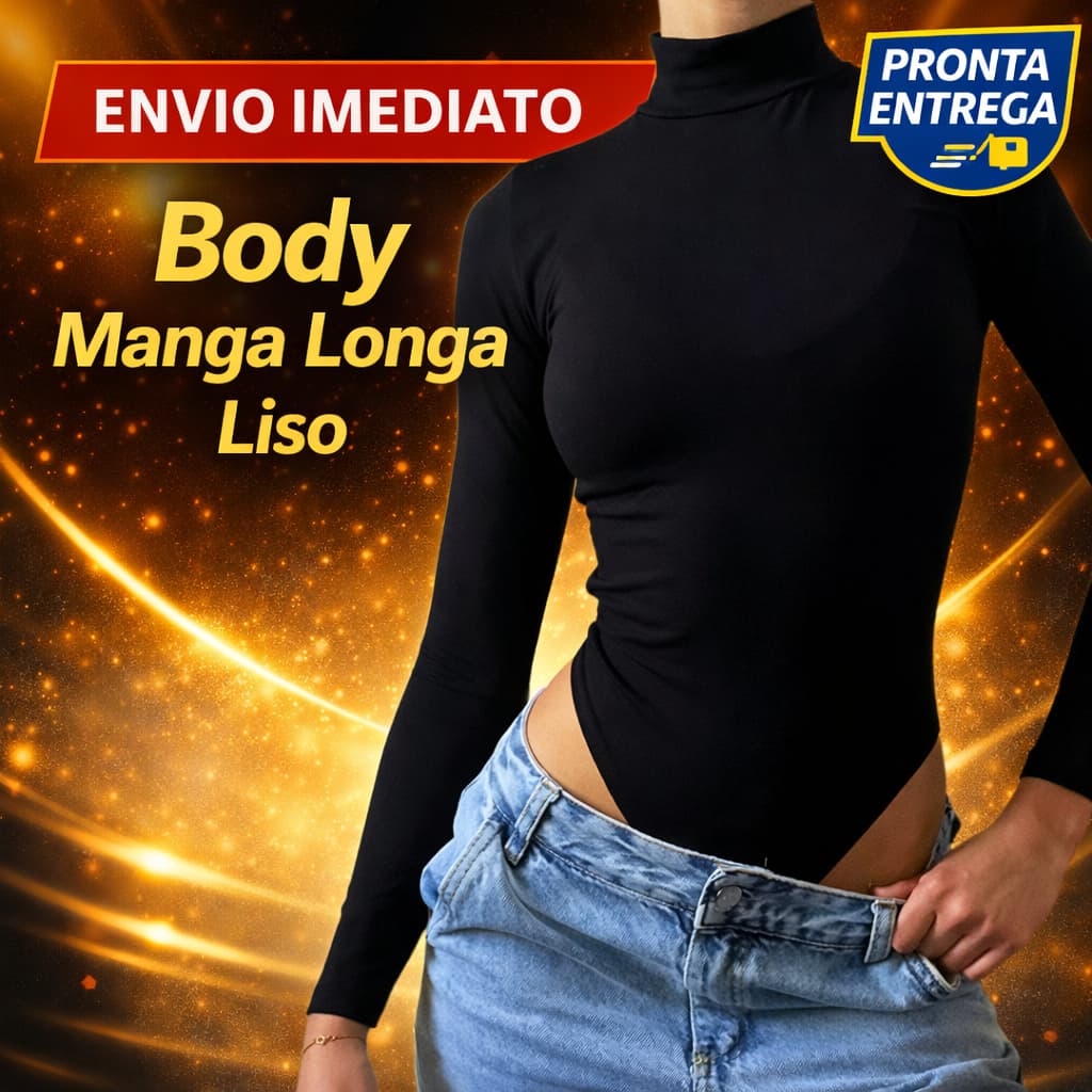 Body Liso Manga Longa--Envio Imediato