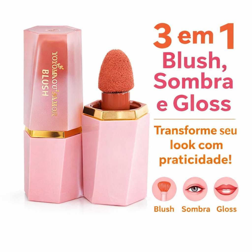 Blush Líquido 3 em 1 Yoyomaquiamor | Blush Facial Maquiagem Natural