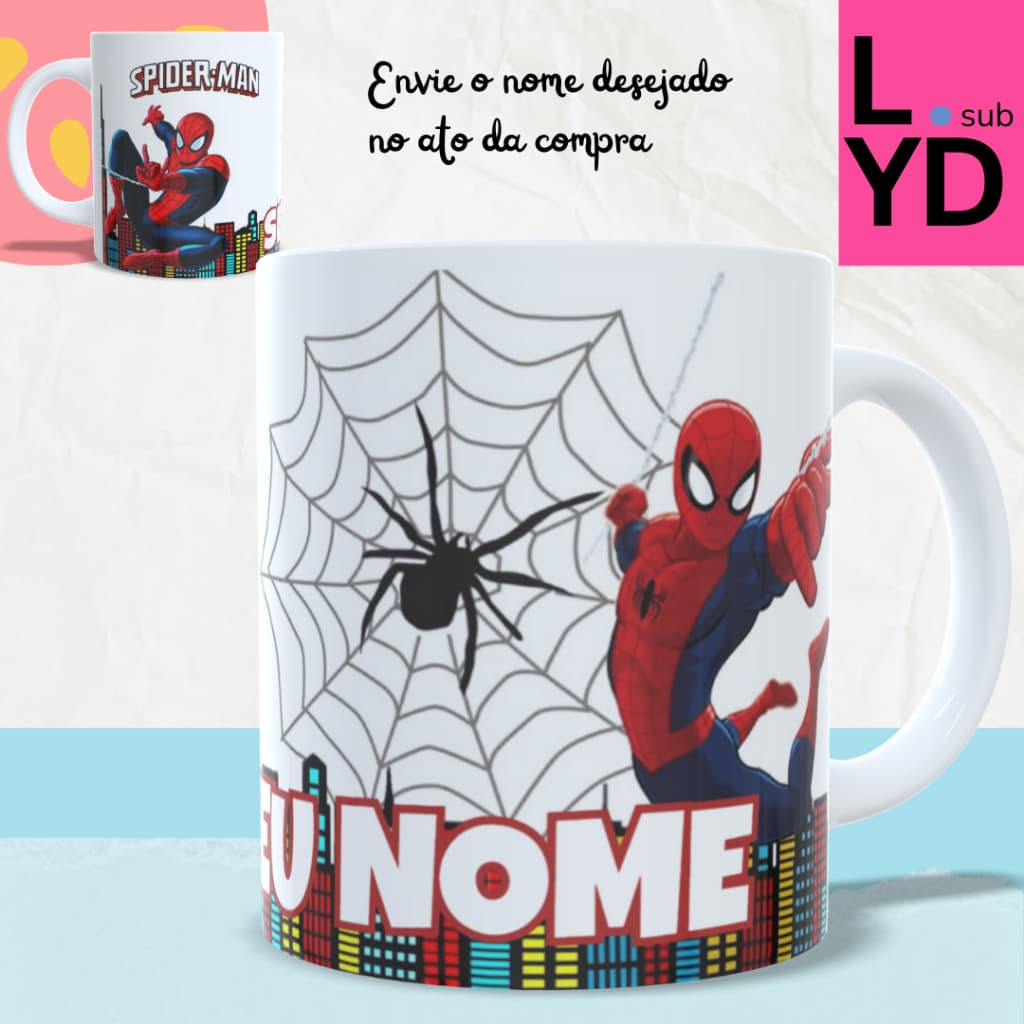 Caneca Plastico Homem Aranha Personalizada Xícara Polímero Infantil Homem Aranha Com Seu Nome
