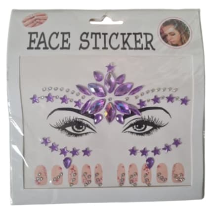 Adesivo Facial com Pedrarias – Brilho Místico Roxo