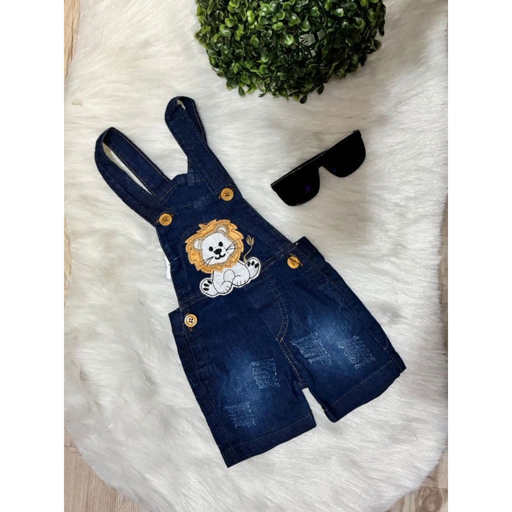 Jardineira Macaçao Jeans Molinho Meninos para Bebe 06 meses a 1 anos