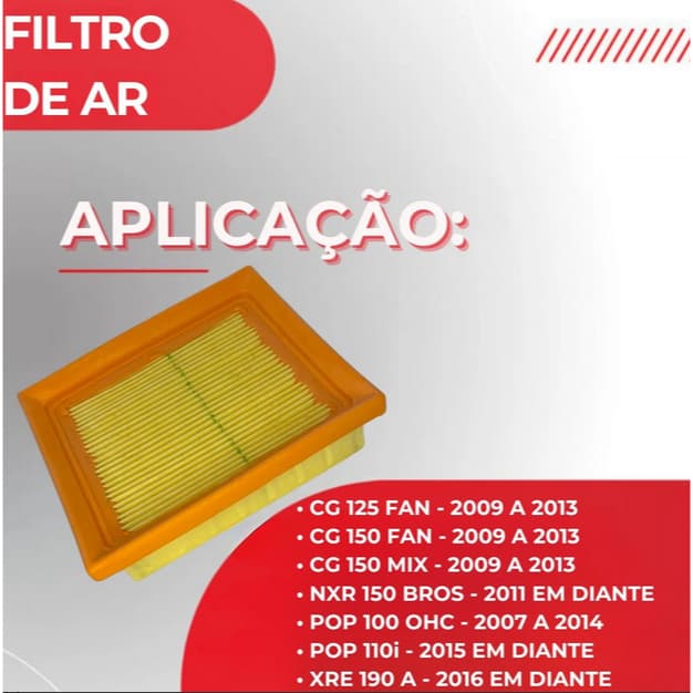 Filtro De Ar Honda Bros 150 Bros 160 Fan 150 Pop 100 Pop 110