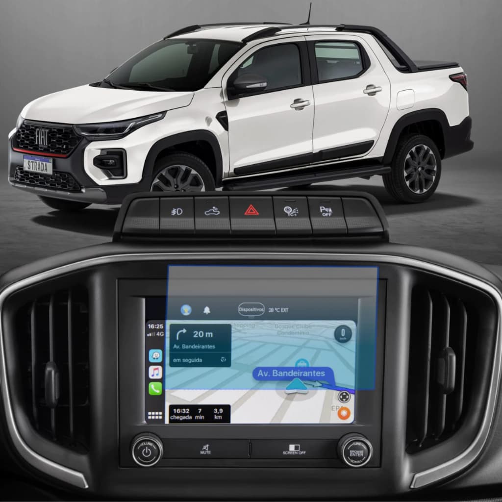 Película Fiat Strada Multimídia Navegação Mylink anti risco Hydrogel Premium