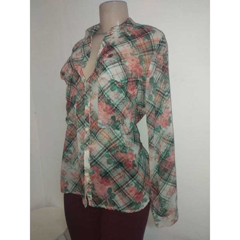 Blusa feminina Vintage manga longa, festa junina, floreada xadrez, Cosplay, veste 42/44