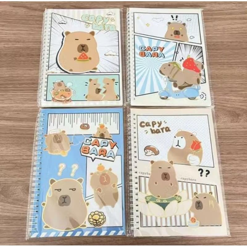 Caderno Capivara Fofa A5 Espiral 60 Folhas - Capa Dura Kawaii Papelaria Criativa Escolar
