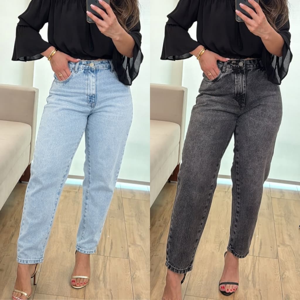 KIT 2 Calça Jeans MOM Feminina Cintura Alta Lançamento