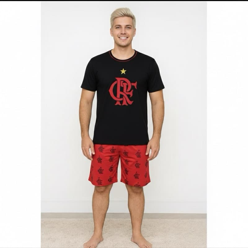 Pijama Masculino Confortavel Adulto Meia Manga Verão