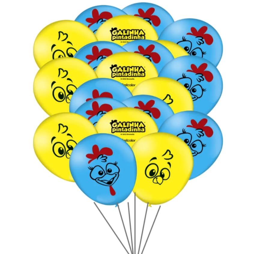 Balão - Bexiga - Galinha Pintadinha  N9 Bexiga - Pintinho Amarelinho 25un