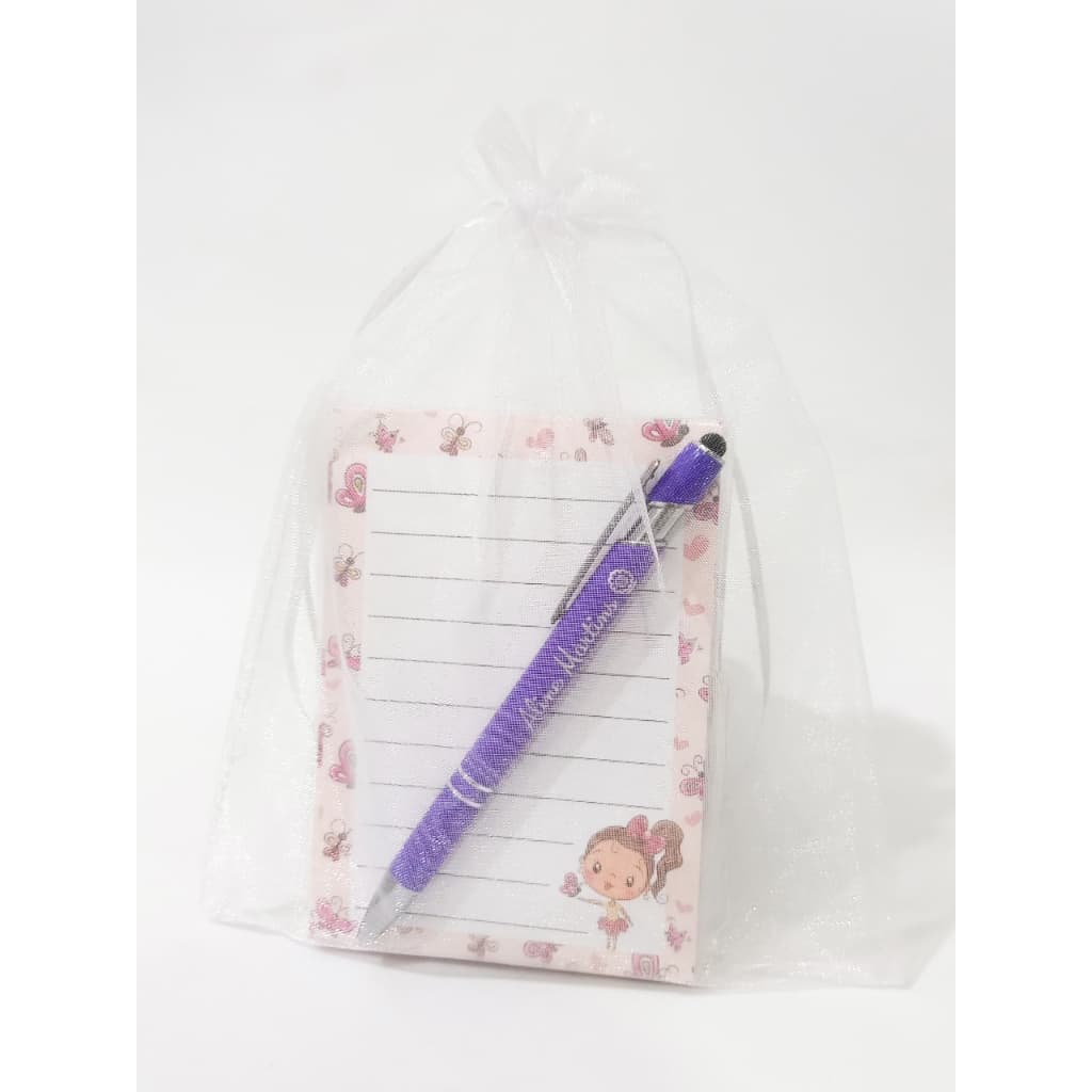 Kit Caneta Personalizada a laser + Bloquinho com Folhas Destacáveis