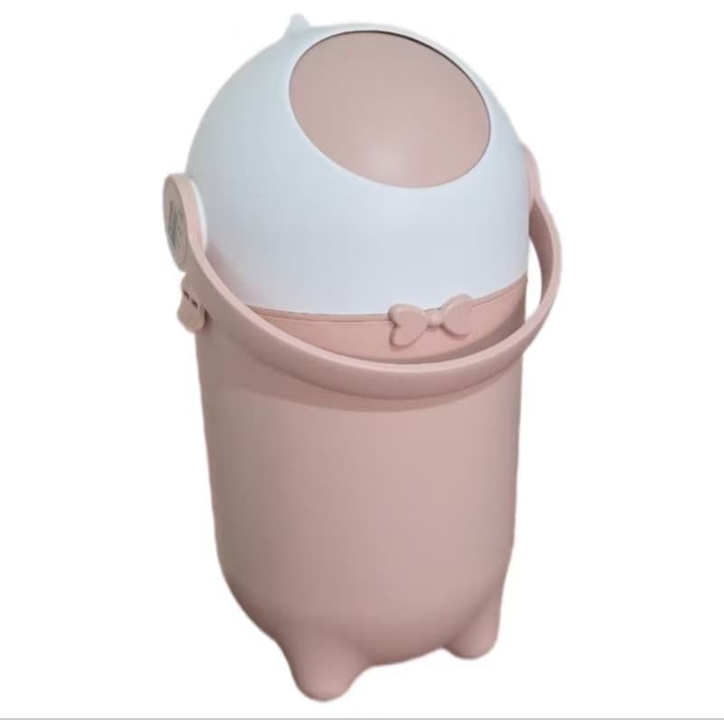 Lixeira com Sistema Antiodor Rosa- 10 Litros -Fralda Descartável