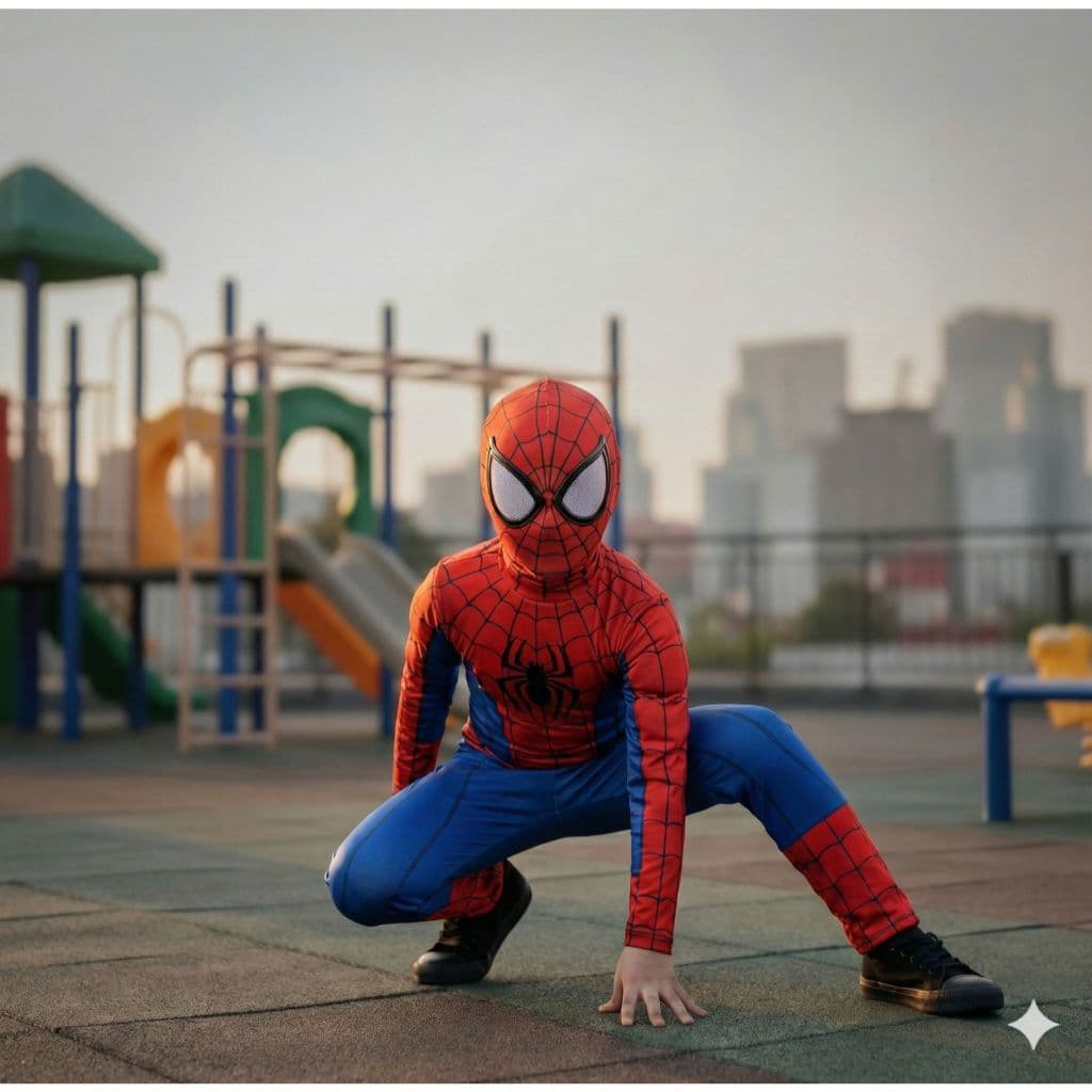 Fantasia Infantil Menino Homem Aranha Longa Com Músculos E Mascara De Pano Carnaval