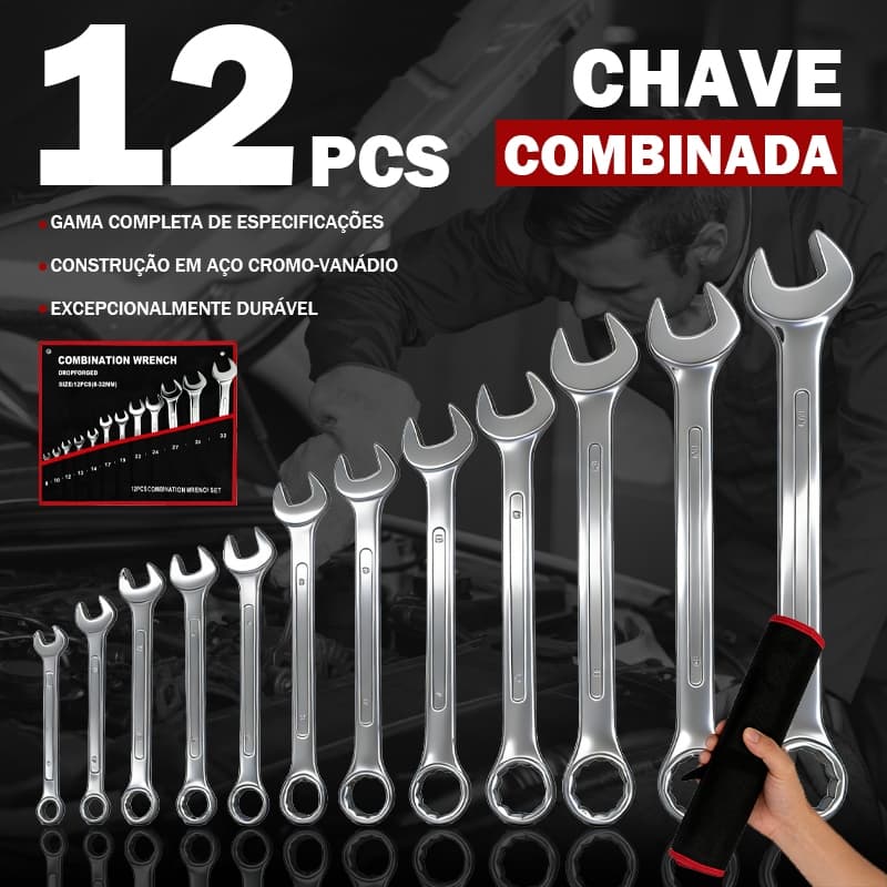 Ferramenta Jogo Chave De combinação Boca Estrela 12 Peças Profissional 8-32mm Métrica