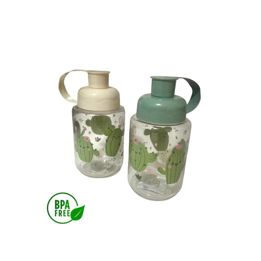 Squeeze Infantil BPA Free 350ml Garrafinha Plástica Estampa Cacto com Alça