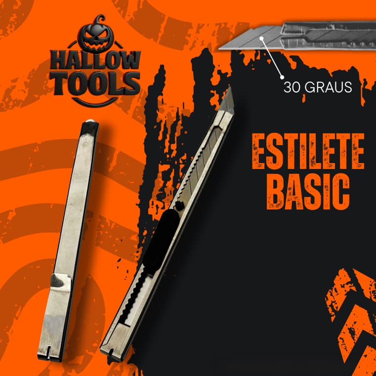 Estilete Prata com Lâmina 9mm 30 Graus, kit com 5 unidades,  Envelopamento Insulfim, PPF