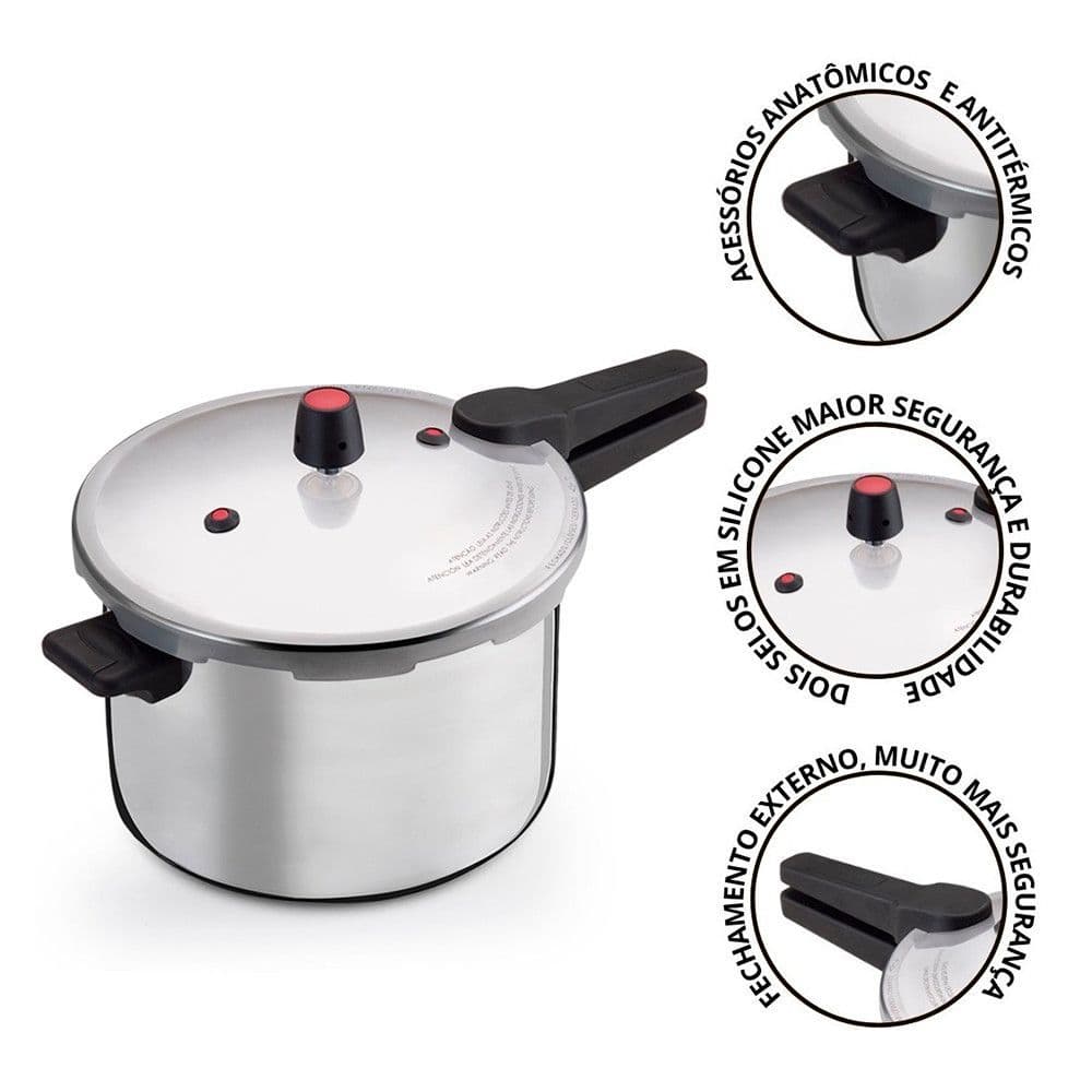 Panela de Pressão 10 Litros com Fechamento Externo | Panela Grande para Cozinha Profissional