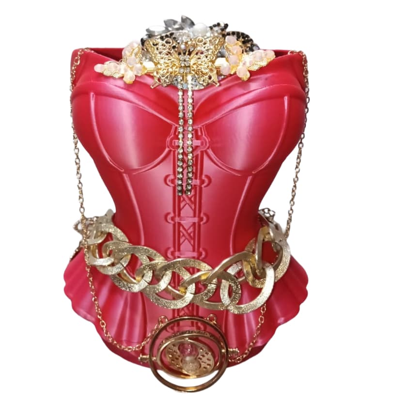 Vaso e Organizador Multiuso Formato Corset – Porta-Joias, Canetas e Pincéis (Impressão 3D) Modelo 2
