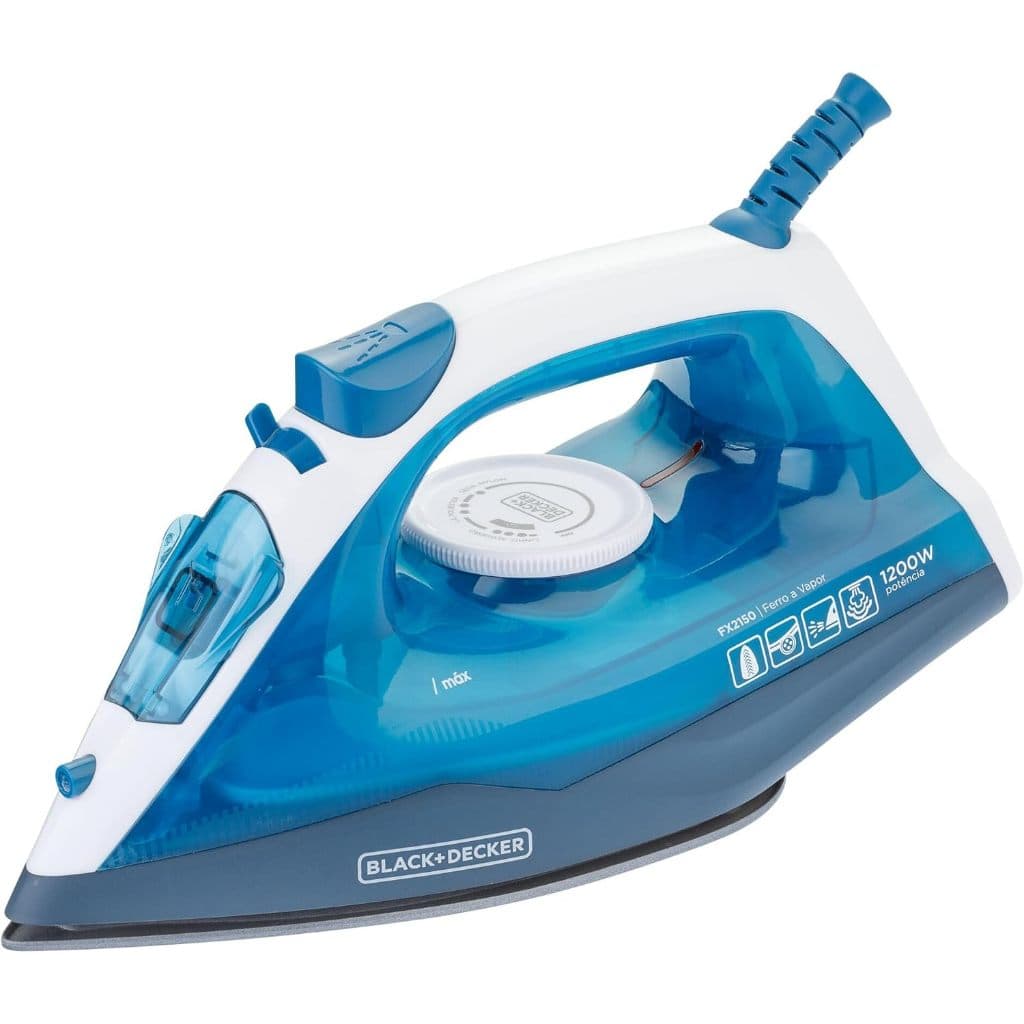 BLACK+DECKER 127V Ferro de Passar Roupa à Seco ou à Vapor, Com Base Antiaderente, Potência de 1200W, Modelo FX2150