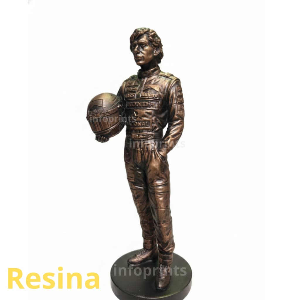 Estatueta Ayrton Senna Pintura Bronze Resina