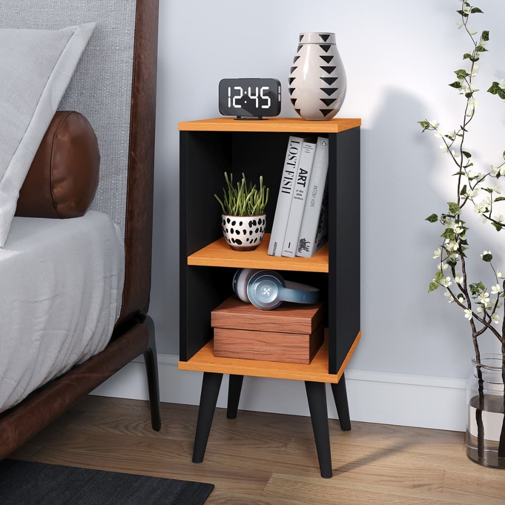 Mesa de Cabeceira Retrô com Nicho Ideal para Quarto e Cama