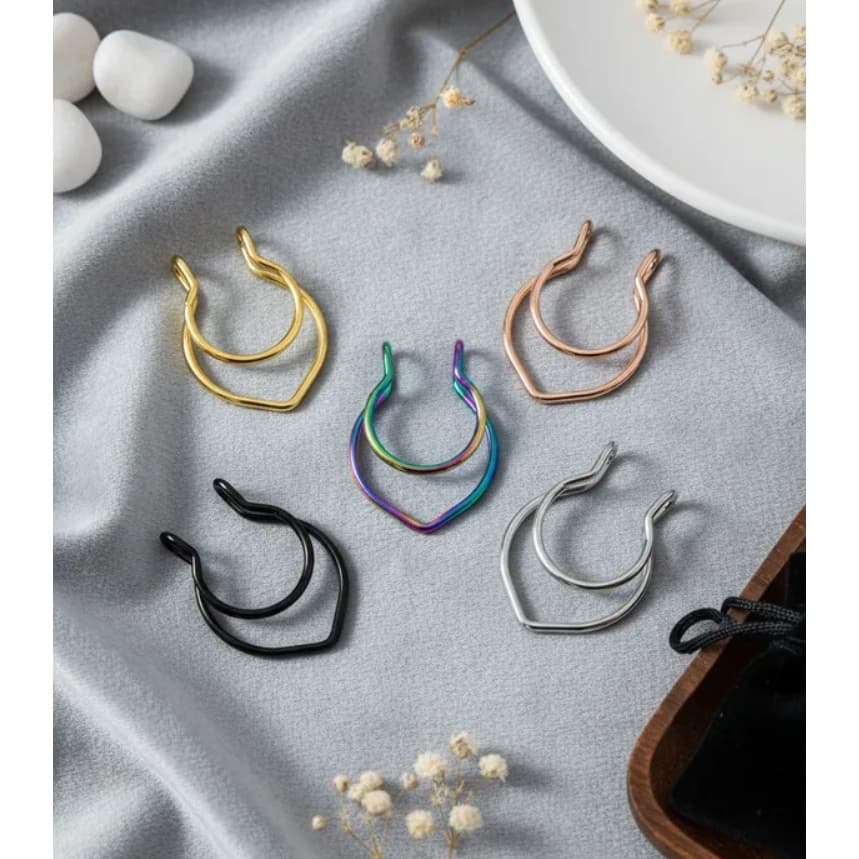 Piercing Septo Fake para Nariz Nasal Falso Várias Cores - Modelo 01 ~