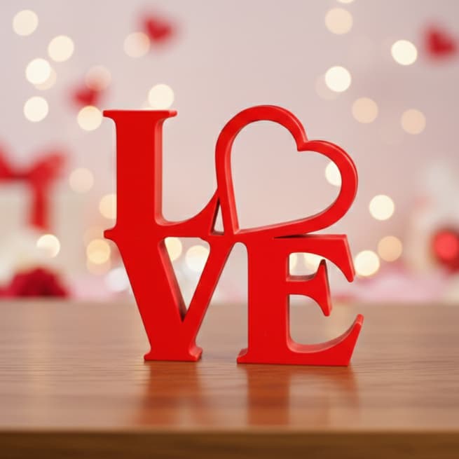 Enfeite de Mesa Decorativo LOVE Coração Vermelho - Presente Dia dos Namorados 15cm
