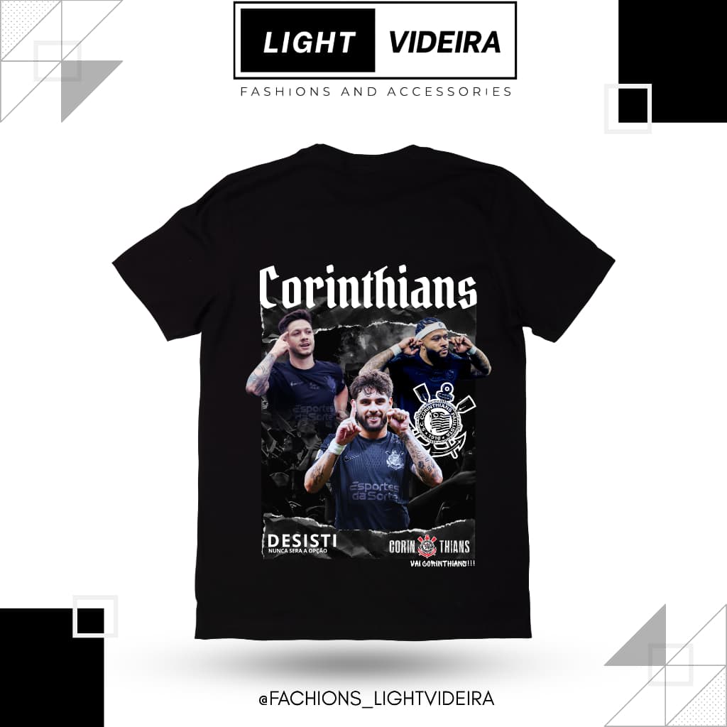Camiseta Corinthians 100% algodão camisa futebol timão fiel blusa Yuri Aberto Memphis Garro