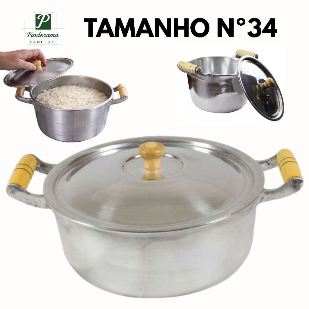 Panela de Alumínio Nº34 9,0 litros Em Alumínio Fundido 100% Artesanal