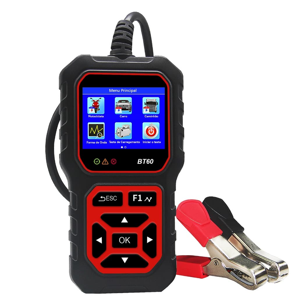 Testador de Bateria Automotiva – Analisador Profissional 12V/24V com Tela Colorida