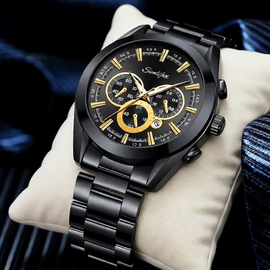 Relógio Masculino Sunlifex de Quartzo Executivo Aço inoxidável à prova d'água Mostrador luminoso luxuoso casual 9104