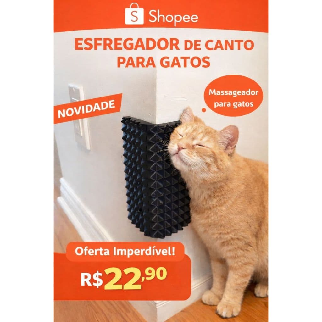 Esfregador de Canto para Gatos, massageador anti stress pets, arranhador pets. Frete Grátis via Cupom