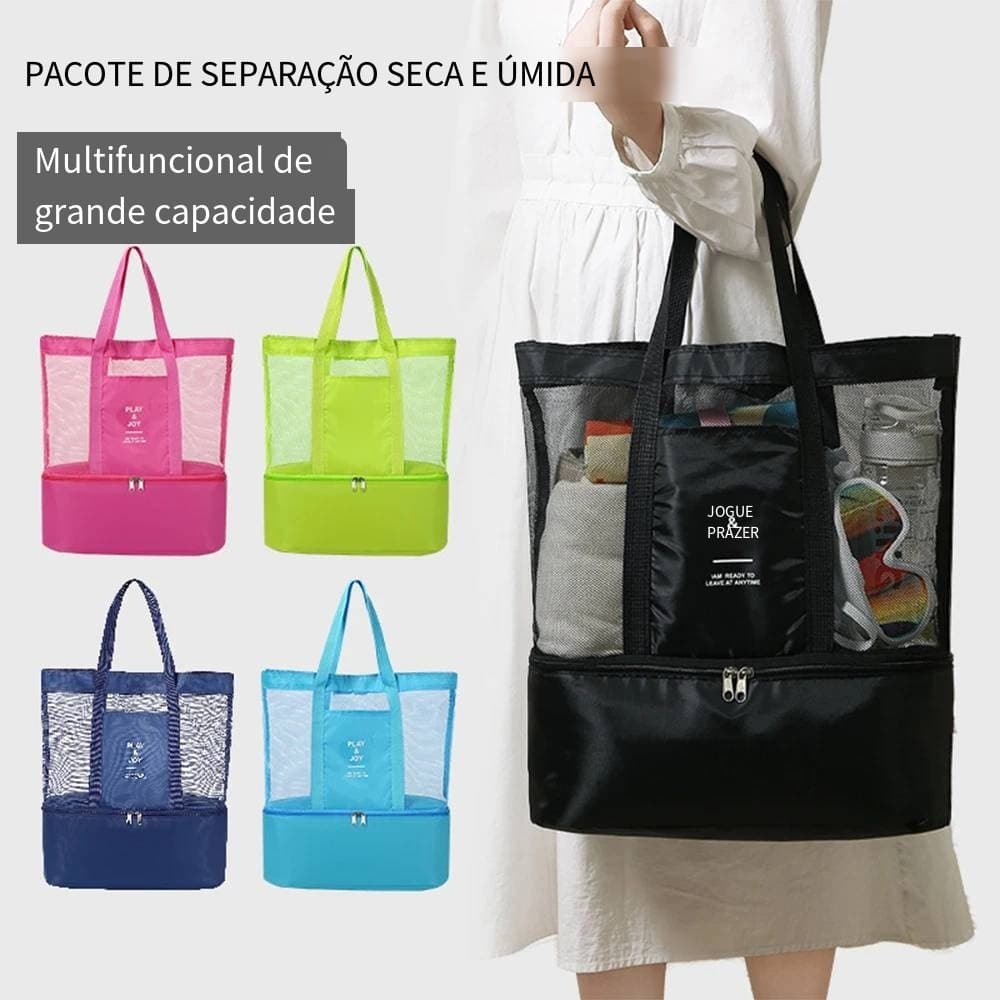 Bolsa Impermeável 2 Camadas | Transparente de Rede | Para Natação, Praia, Viagem e Piquenique