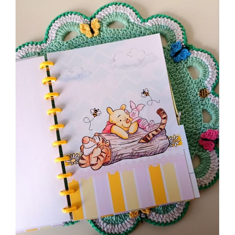 Kit com 7 divisorias para caderno de disco/ ursinho pooh/universitário(10 discos)/A5(08discos)