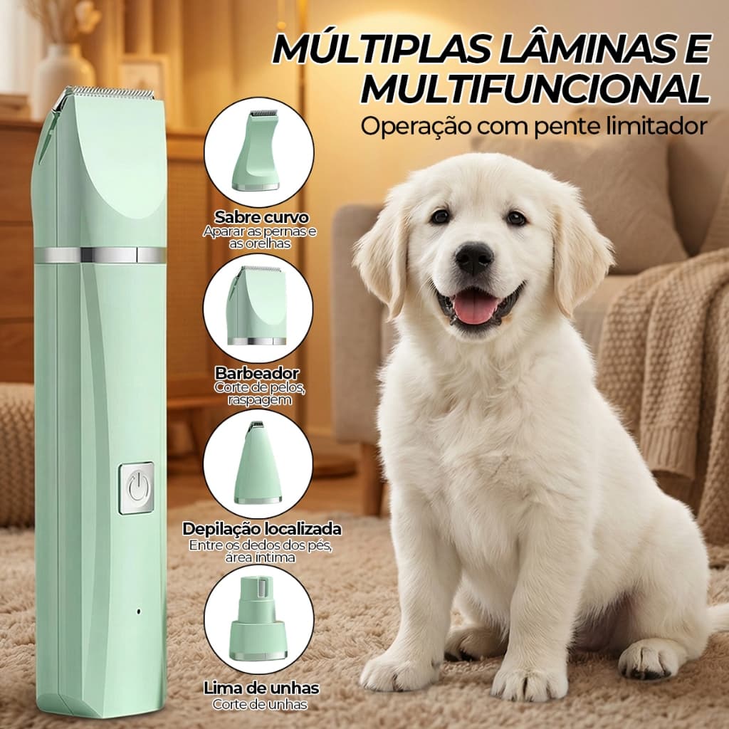 Máquina de Tosquia Profissional para Pets｜Recarregável USB, Silenciosa e Indolor para Cães e Gatos