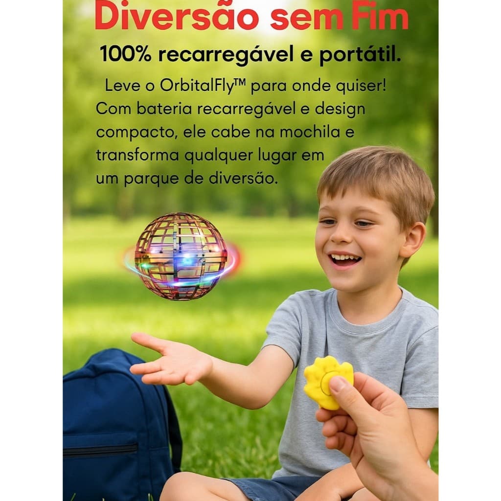 Bola Spinner Voadora Flutuante Boomerang com LED e Controle