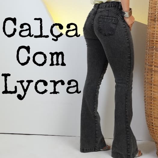 Calça Feminina Com Lycra Flare Boca de Sino Jeans Cintura Alta Com Elastano Levanta Bumbum