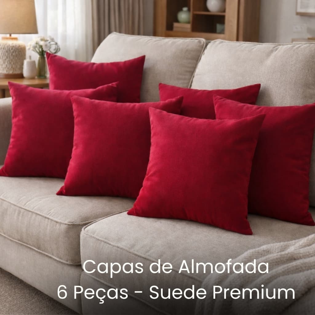 Kit 6 - Capas de Almofada em Suede Veludo Premium 40x40 – Cores Vibrantes, Zíper, Decoração, Luxo.